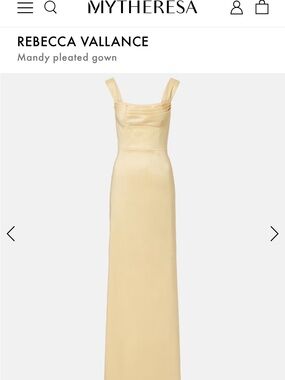 Rebecca Vallance Pale Yellow Pleated Satin Gown